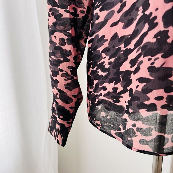 Beautiful CAbi Pink & Black Ruffly Chiffon Blouse with Attached Neck Scarf Sz XS - Picture 4 of 9